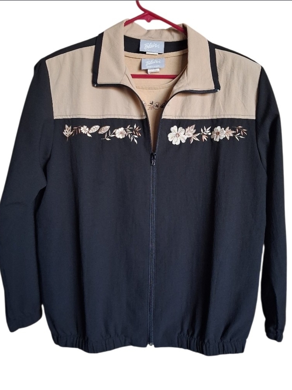 Vintage Blair Women's Floral Track Jacket & T-Shirt Set - Size Medium